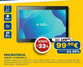 Euronics Microtech tablet - e-tab wifi 2 offerta