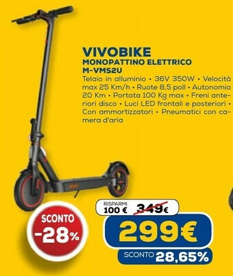 Euronics Vivobike monopattino elettrico m-vms2u offerta