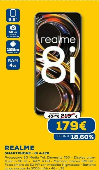 Euronics 8i 16,7 cm (6.59") doppia sim android 11 4g usb tipo-c 4 gb 128 gb 5000 mah nero offerta