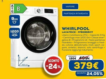Euronics Ffb d95 bv it lavatrice caricamento frontale 9 kg 1200 giri/min b bianco offerta