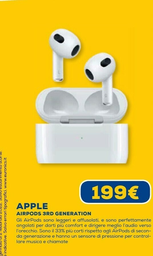 Airpods 3rd generation offerta di Euronics