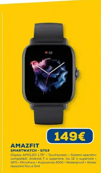 Euronics Gts 3 4,45 cm (1.75") 42 mm amoled nero gps (satellitare) offerta