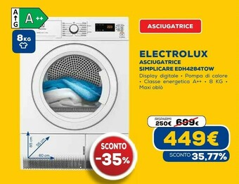 Euronics Edh4284tow asciugatrice libera installazione caricamento frontale 8 kg a++ bianco offerta