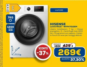 Euronics Wfpv7012em lavatrice caricamento frontale 7 kg 1200 giri/min e bianco offerta