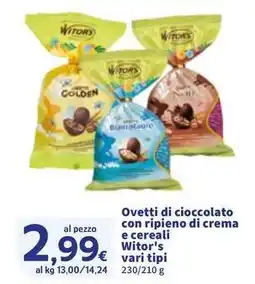 Sigma Ovetti di cioccolato con ripieno di crema e cereali Witor's offerta