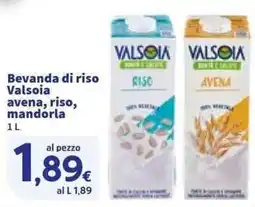 Sigma Bevanda di riso Valsoia avena, riso, mandorla offerta