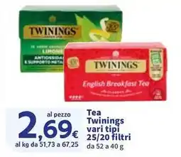 Sigma Tea Twinings 25/20 filtri offerta