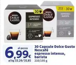 Sigma 30 Capsule Dolce Gusto Nescafé espresso intenso, barista offerta