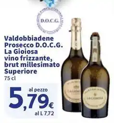 Sigma Valdobbiadene Prosecco D.O.C.G. La Gioiosa vino frizzante, brut millesimato Superiore offerta