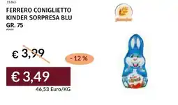 Prezzemolo e Vitale Ferrero coniglietto kinder sorpresa blu offerta