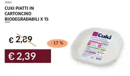 Prezzemolo e Vitale Cuki piatti in cartoncino biodegradabili x 15 offerta