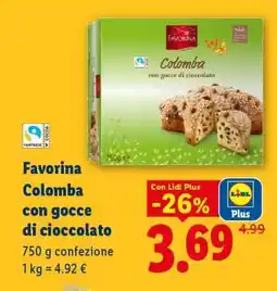 Lidl Favorina Colomba con gocce di cioccolato offerta