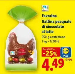 Lidl Favorina Gallina pasquale di cioccolato al latte offerta