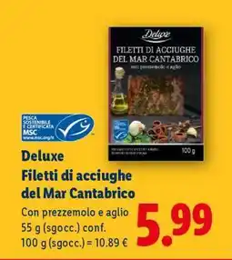 Lidl Deluxe Filetti di acciughe del Mar Cantabrico offerta