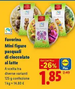 Lidl Favorina Mini figure pasquali di cioccolato al latte offerta