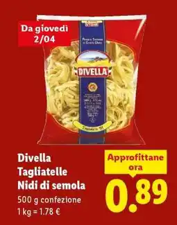 Lidl Divella Tagliatelle Nidi di semola offerta
