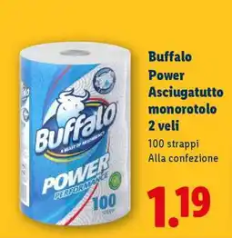 Lidl Buffalo Power Asciugatutto monorotolo 2 veli offerta