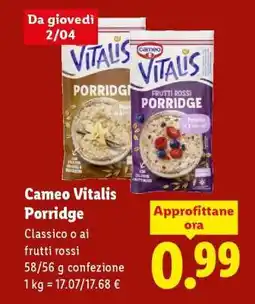 Lidl Cameo Vitalis Porridge offerta