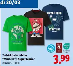 Lidl T-shirt da bambino Minecraft, Super Mario offerta