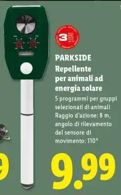 Lidl PARKSIDE Repellente per animali ad energia solare offerta