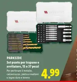 Lidl PARKSIDE Set punte per trapano o avvitatore, 15 o 37 pezzi offerta