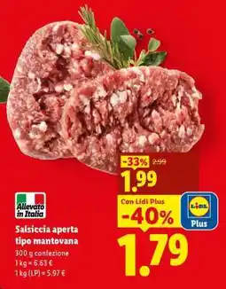 Lidl Salsiccia aperta tipo mantovana offerta