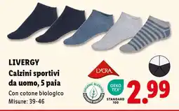 Lidl LIVERGY Calzini sportivi da uomo, 5 paia offerta