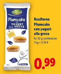 Lidl Realforno Plumcake con yogurt alla greca offerta