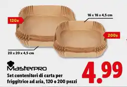 Lidl Masterpro Set contenitori di carta offerta