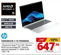 Comet hp OMNIBOOK 3 15-FN0006NL offerta