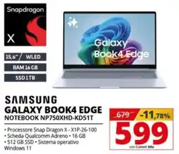 Comet SAMSUNG GALAXY BOOK4 EDGE NOTEBOOK NP750XHD-KD51T offerta