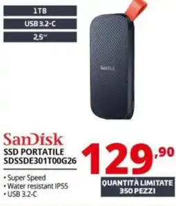 Comet SanDisk SSD PORTATILE SDSSDE301T00G26 offerta