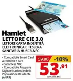 Comet Hamlet lettore cie 3.0 lettore carta indentità elettronica e tessera sanitaria huscr-nfc offerta