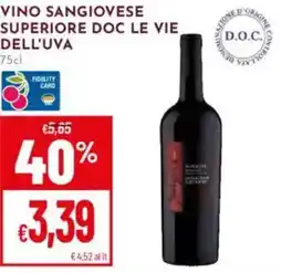 Pan Vino sangiovese superiore doc LE VIE DELL'UVA offerta