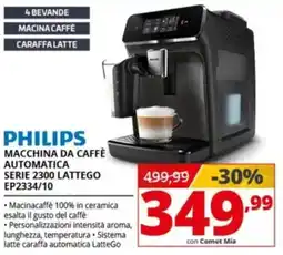 Comet PHILIPS MACCHINA DA CAFFÈ AUTOMATICA SERIE 2300 LATTEGO EP2334/10 offerta