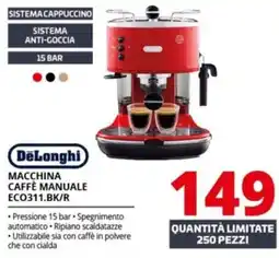 Comet DeLonghi MACCHINA CAFFÈ MANUALE ECO311.BK/R offerta