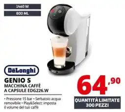 Comet DeLonghi GENIO S MACCHINA CAFFÈ A CAPSULE EDG226.W offerta