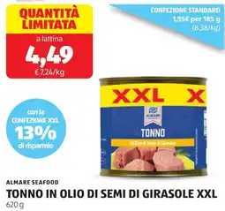 ALDI Almare seafood tonno in olio di semi di girasole xxl offerta