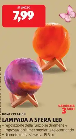 ALDI Home creation lampada a sfera LED offerta
