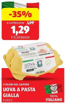ALDI I colori del sapore uova a pasta gialla 6 pezzi offerta