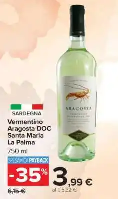 Carrefour Vermentino Aragosta DOC Santa Maria La Palma offerta