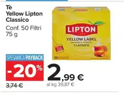 Carrefour Tè Yellow Lipton Classico offerta