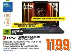 Expert msi NOTEBOOK CYBORG 15 B2RWEKG-078IT offerta