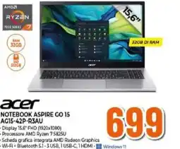 Expert acer NOTEBOOK ASPIRE GO 15 AG15-42P-R3AU offerta