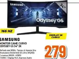 Expert Samsung monitor game curvo odyssey G5 34" 2K offerta
