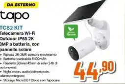 Expert tapo TC82 KIT Telecamera Wi-Fi Outdoor IP65 2K 3MP a batteria, con pannello solare offerta