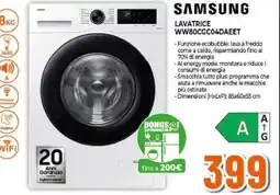 Expert SAMSUNG LAVATRICE WW80CGC04DAEET offerta