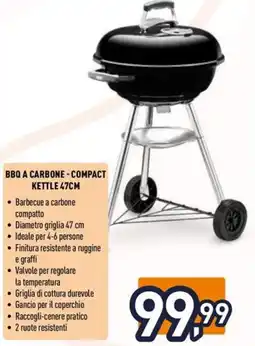 Unieuro Weber bbq a carbone-compact kettle offerta