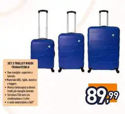 Unieuro Joiahome set 3 trolley rigidi TRIOA6923BLU offerta
