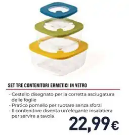Unieuro Guzzini set tre contenitori ermetici in vetro offerta